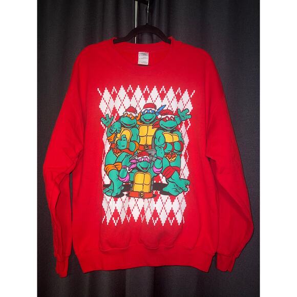 Ugly Christmas Sweater Xmas Sweatshirt Crewneck Size Medium TMNT - Picture 1 of 3